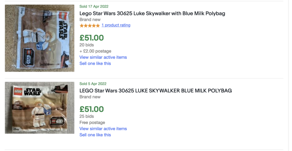 LEGO Star Wars Blue Milk Luke eBay price rising 1024x532