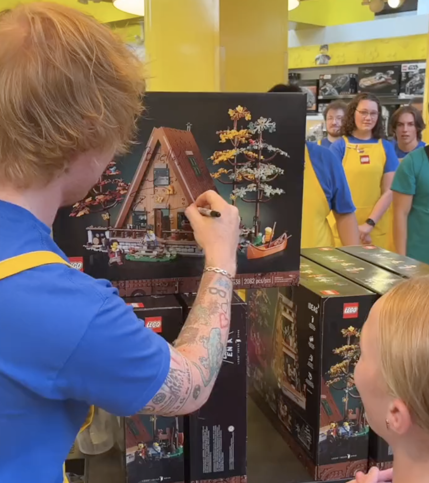 Ed Sheeran signing boxes